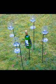 Wine Bottle Glasses Holder Stake Set