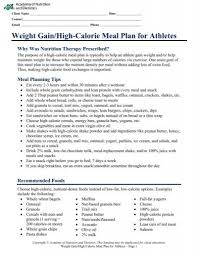 weight gain high calorie meal plan for