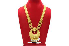 golden plated long rani haar necklace