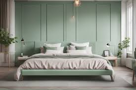 pastel green bedding end bedside tabl