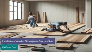 wooden flooring over concrete slab