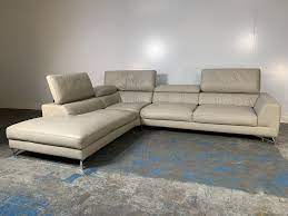 sectional sofa in pale grey leather