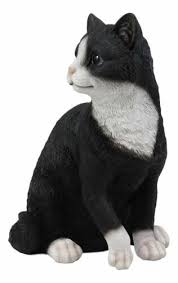 Animal Collection Life Size Black And White Cat Figurine Statue 10 1 8 Tall