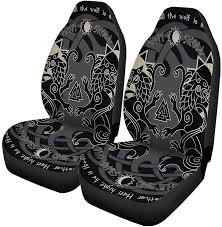 Set Of 2 Car Seat Covers Two Wolves
