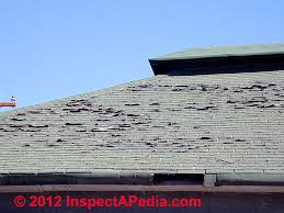 Shingle Curling - Asphalt Roof Shingle Defects may include curled shingles  which are a sign of wear, roof age, and roof fragility