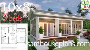 New range 3 bedroom house plans and duplex designs. Small House Plans 10x8 With 3 Bedrooms Gable Roof Samhouseplans