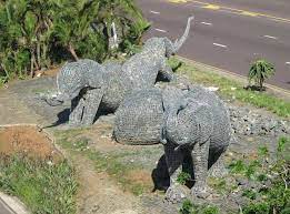 stone filled elephant sculptures