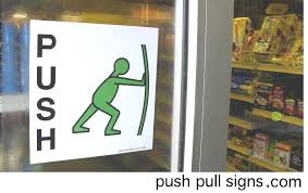 push and pull signs stickers for glass