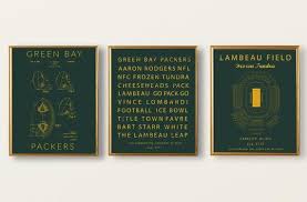 Green Bay Packers Set Of 3 Prints Football Patent Art