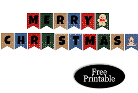 free printable cute merry christmas banner