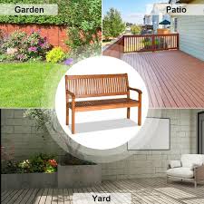 Forclover 50 In 2 Person Durable Brown Eucalyptus Wood Outdoor Bench