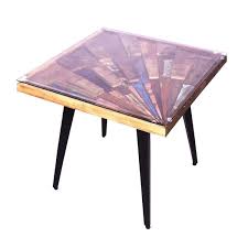 Multi Color Square Wooden End Table