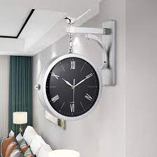 Modern Double Sided Wall Clock Black