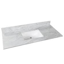 The carrara marble vanity top, from 24 to 72, lends grace and strength to contemporary and transitional bathroom designs. Bianco Carrara Marble 49 In Vanity Top Includes Backsplash 49in 100583954 Floor And Decor