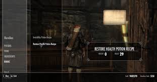 create re health potions in skyrim