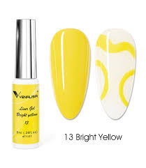line art bright yellow gel nails polish