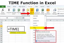 time function in excel how to display