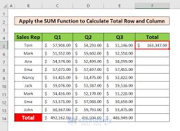 calculate total row and column in excel