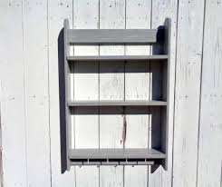 Wooden Kitchen Grey Wall Shelf Shelves