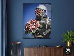 Space Themed Astronaut Glass Wall Art