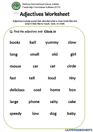 We have prepared a list of worksheets based on find the nouns & adjectives for grade 1. Describing Words Worksheet For Grade 1