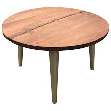 round acacia wood dining table on four