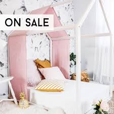 Pastel Pink Linen Cover Kids Bed