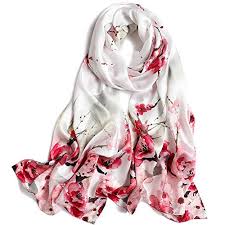 Women's 100% Mulberry Silk Scarf Floral Print Satin Long Scarf Wrap Shawl : Amazon.in: Clothing & Accessories