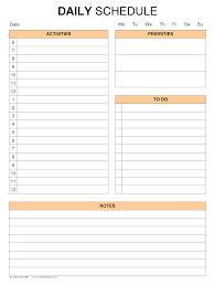 free daily schedules in pdf format