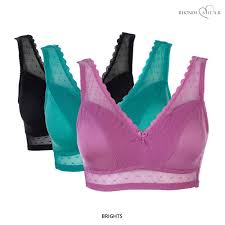3 Pack Rhonda Shear Bettie Pin Up Lace Leisure Bras Assorted Colors Extended Sizes