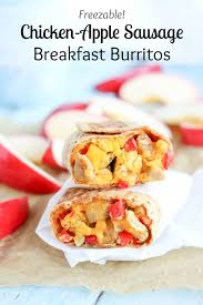 Transfer to a large bowl and cool for 5 minutes. Chicken Apple Sausage Breakfast Burritos Freezable Make Ahead Two Healthy Kitchens
