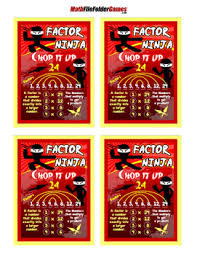 Factor Ninja Poster Anchor Chart With Cards For Students
