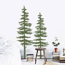 2 Pine Tree Decal Forest Wall Decals