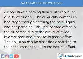 paragraph on air pollution 100 150