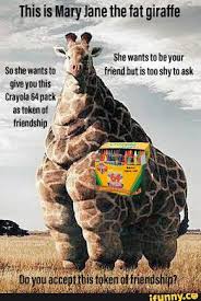 Kim basinger ın, tom petty nin mary jane's last dance adli parcasinin klibinde canlandirdigi kisi. This Is Mary Jane The Fat Giraffe She Wants To Your O She Wants To Friend But Is Too Shy To Ask Give You This Crayola 64 Pack As Token Of Friendship
