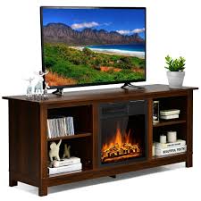 Gymax 58 2 Tier Fireplace Tv Stand W