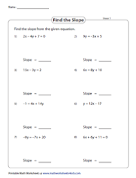 slope worksheets