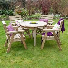 Outdoor table and 4 chairs (set of 5). Zest4leisure Wooden Abbey Round Table And 4 Chair Set Robert Dyas