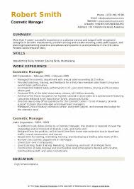 cosmetic manager resume sles