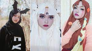 her hijab in her cosplay outfits