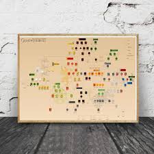 Game Of Thrones Family Tree Chart Art Canvas Fabric Poster Prints Home Wall Decor Painting