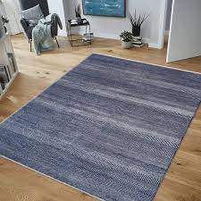 striped bamboo silk and wool area rug