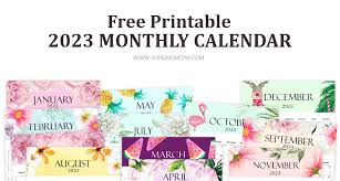 2023 monthly calendar printable cute