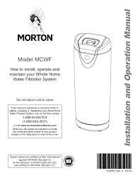 owner manuals morton water softeners