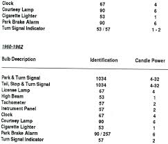1956 1962 Corvette Light Bulb Identification