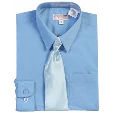Gioberti Big Boys Sky Blue Solid Color Shirt Tie Formal 2 Piece Set 8 18