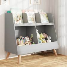 2 Tier Storage Wooden Kids Bookshelf