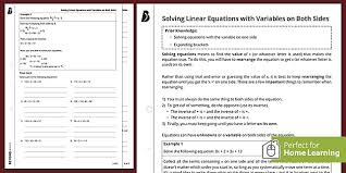 solving linear equations with variables