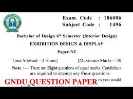gndu bachelor of design 6th semester