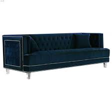 lucas navy velvet tufted sofa